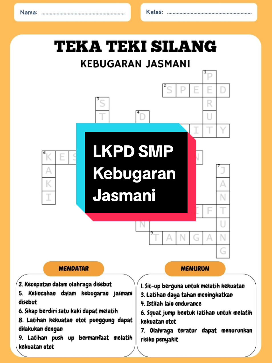 LKPD PJOK SMP materi Kebugaran jasmani #pjok #pjoksmp #lkpd #lkpdpjok 