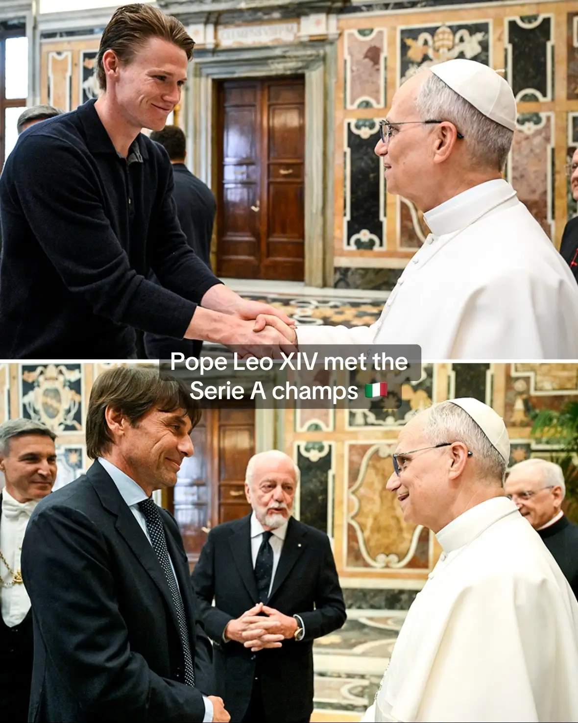Napoli met Pope Leo XIV #napoli #italy #seriea #rome #pope #popeleoxiv 