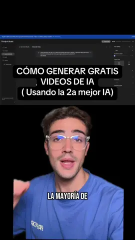 El segundo mejor modelo de video de lA accesible de forma gratuita (cuota limitada) se llama VEO 2, y es el precursor del nuevo VEO 3 de Google.  Honestamente, VEO 2 ya era el mejor del mercado por un tiro muuuy largo, así que estoy feliz de que Google lo esté haciendo disponible de forma gratuita (pero con una cuota limitada). - ¿Generador de video de lA gratis? - tutorial paso a paso, generación gratuita de videos de lA? - ¿cómo hago videos de lA gratis? #ai #aivideo #aitools #google #veo #aivideos #greenscreen 