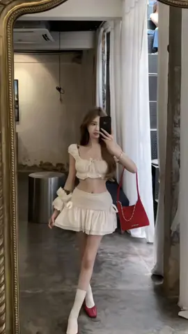 Sét Váy Nữ 3 Món Mát Mẻ Áo Croptop Cổ Vuông + Chân Váy Cạp Chun Dáng Xoè + Quần  ##outfit##phoidonu##xuhuongtiktok##shopping##tiktoknews##fypviral##foryou##vayxinh##setvayxinh##laligachampion#phoidonu#trending#aothun#croptop