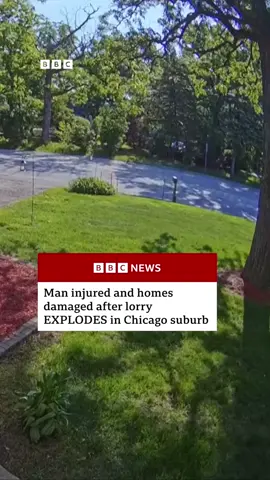 The driver was taken to hospital with non-life-threatening injuries. It's reported a leaking propane tank in the back of the lorry caused the explosion. #Chicago #CCTV #Addison #US #Lorry #Truck #News #BBCNews