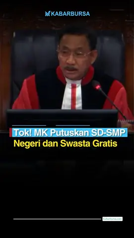 Mahkamah Konstitusi (MK) telah memutus perkara Nomor 3/PUU-XXII/2024 yang menguji Undang-Undang Nomor 20 Tahun 2003 tentang Sistem Pendidikan Nasional (UU Sisdiknas). Hasil putusannya menyatakan bahwa pendidikan dasar 9 tahun, baik di sekolah negeri maupun swasta, harus digratiskan. Pendidikan dasar 9 tahun ini mencakup jenjang Sekolah Dasar (SD) atau Madrasah Ibtidaiyah (MI), serta Sekolah Menengah Pertama (SMP) atau Madrasah Tsanawiyah (MTs), atau bentuk pendidikan lain yang setara. #pendidikan #pendidikangratis #smpgratis 