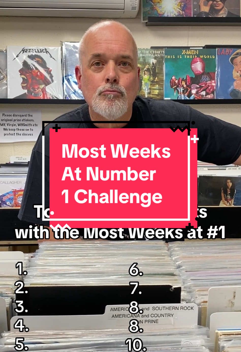 Can Dad Name the Top 10 Bands / Artists with the most weeks at Number 1 in the UK 🥇 #albums #rightdad #recordstore #vinyl #record #top10 #challenge 