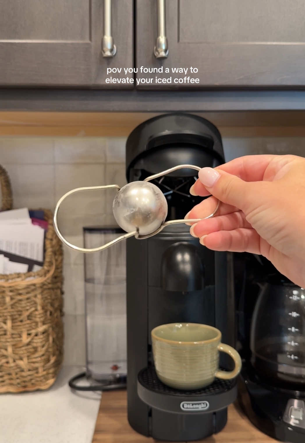 if you’re an iced coffee drinker this little frozen espresso ball is a game changer!! #espresso #icedcoffee #icedespresso #morningcoffee #nespresso 