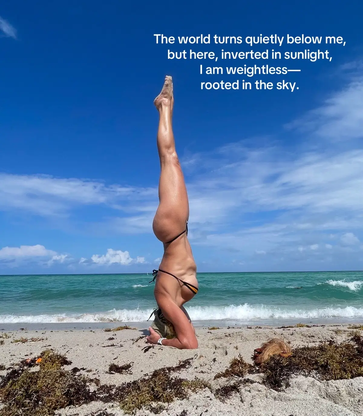 Nothing better than being upside down on the beach. #HeadstandGoals #BeachBalance #MindOverGravity #StrongAndStill #ClearSkyClarity #InvertedPeace #YogaStrength #BodyControl #SunkissedFocus #ElevateYourPractice