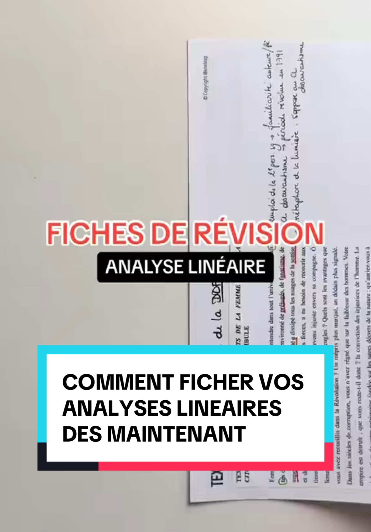Ficher vos textes pour préparer les 8 points d’analyse linéaire à l’oral, c’est dès maintenant ! #apprendresurtiktok #revisions #bacdefrancais #studytok #fichederevisions #oral 