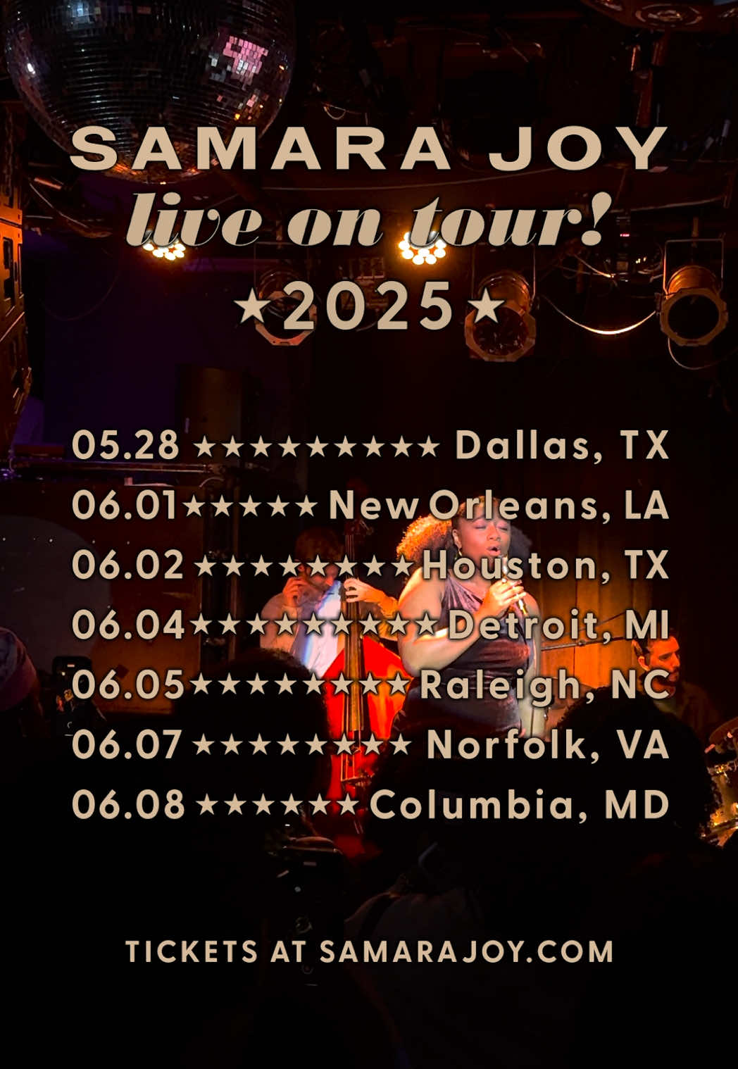 May/June tour is almost over ❤️ every night of this run has been better than the last, thank you for showing up and showing love 🥹 We’re looking forward to sharing more music with you in these cities :)))  samarajoy.com/tour