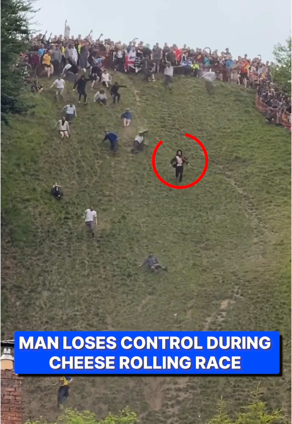 Daredevil cheese rollers descended on Gloucestershire to hurl themselves one of Britain's steepest hills in a bizarre bank holiday tradition attracting entrants from across the world. One competitor even went airborne, doing a full somersault on his way down. Tap the link for the full story on DailyMail.co.uk #cheese #cheeseroll #uk #news 