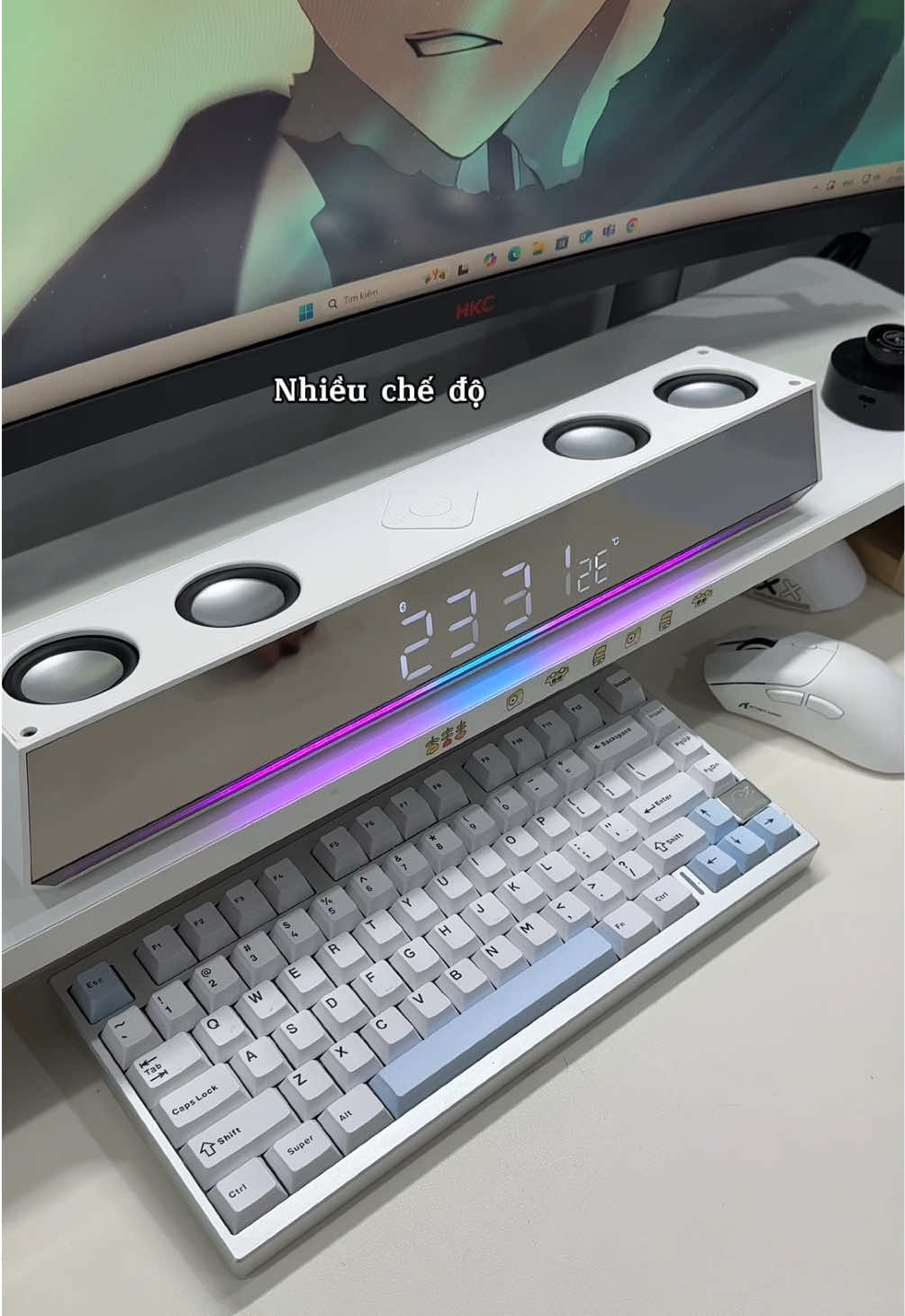 Tìm loa máy tính thì múc ngay em này nha, thiết kế cực kì đẹp có tích hợp cả đồng hồ , có LED RGB nháy theo nhạc , pin trâu 3600mah , bảo hành 12 tháng nha ae #loamaytinh #loapc #loa 