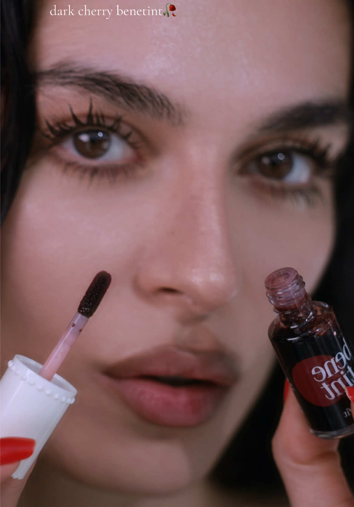 obsessed with this new dark cherry shade!!🥀🥀🥀 @Benefit Cosmetics  .  ##lipstain##benetint#darkcherry