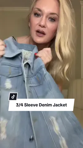 This 3/4 length sleeve denim jacket is a wardrobe staple for me. #fashion #denimjacket #OOTD #fashionover40 #TikTokShop #tiktokshopcreatorpicks 