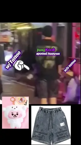 OP said he saw Jungkook with a friend in Itaewon  Bonnet ✔ Cooky keychain ✔ tattoo ✔  shorts ✔ #bts #jungkook #jungkookie #jeonjungkook #taekook #bangtan #bangtanboys #bangtansonyeondan방탄소년단 #btsarmy #armybts #vkook #kookv #cooky #keychain #tattoo 