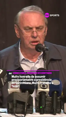 MUITO TRABALHO A FAZER! 💼 Esse foi o tom das declarações iniciais de Osmar Stábile, presidente interino do Corinthians, na sua coletiva de apresentação. #Corinthians