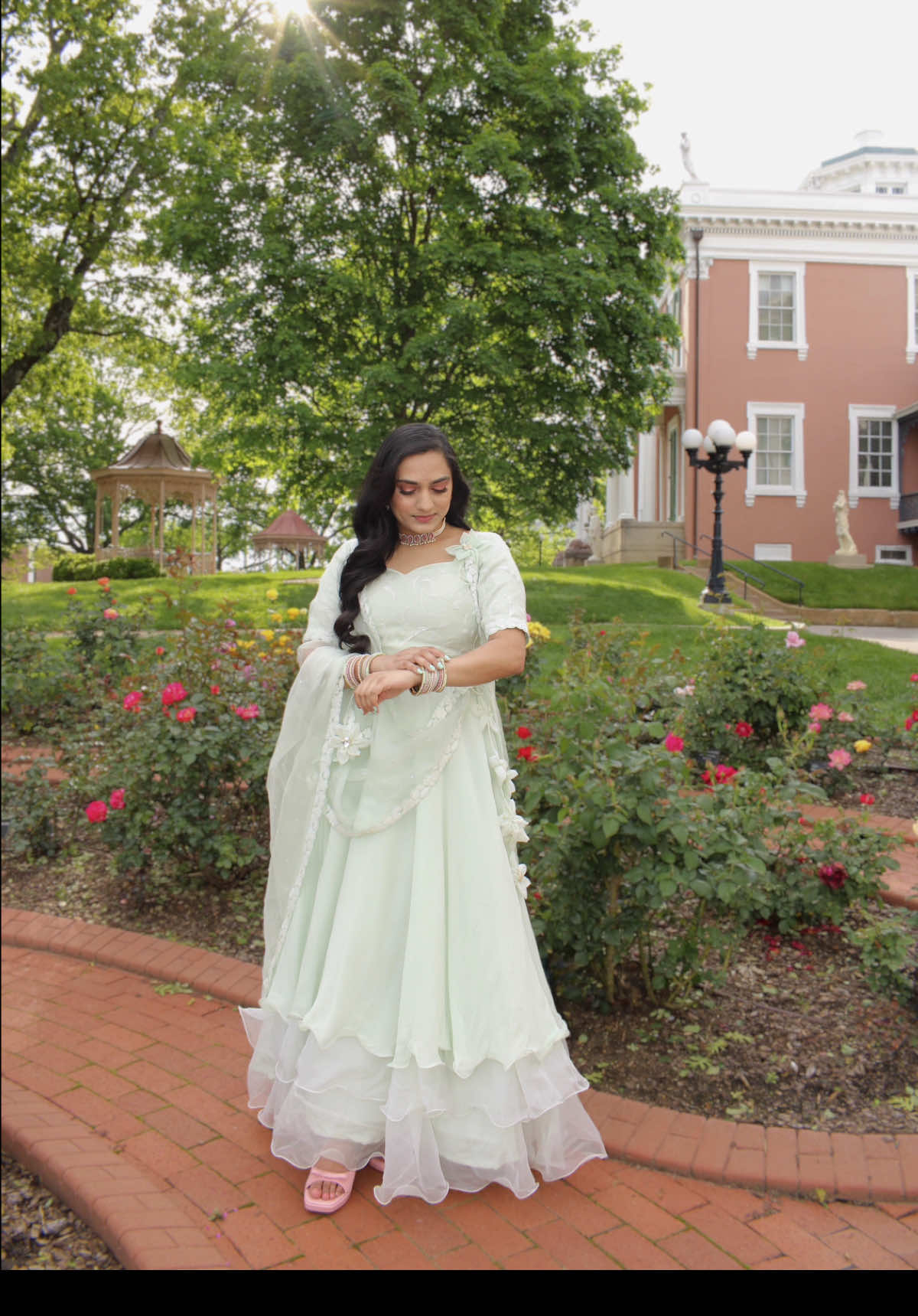 • {Mint} To Be 💚🩷 • Mint Dress to Mint Lehenga ✨ outfit transition, dress to lehenga, western to Indian, western to desi, lehenga, pastel lehenga, mint and pink #lehenga #pastellehenga #florallehenga #indianoutfits #indianfashion