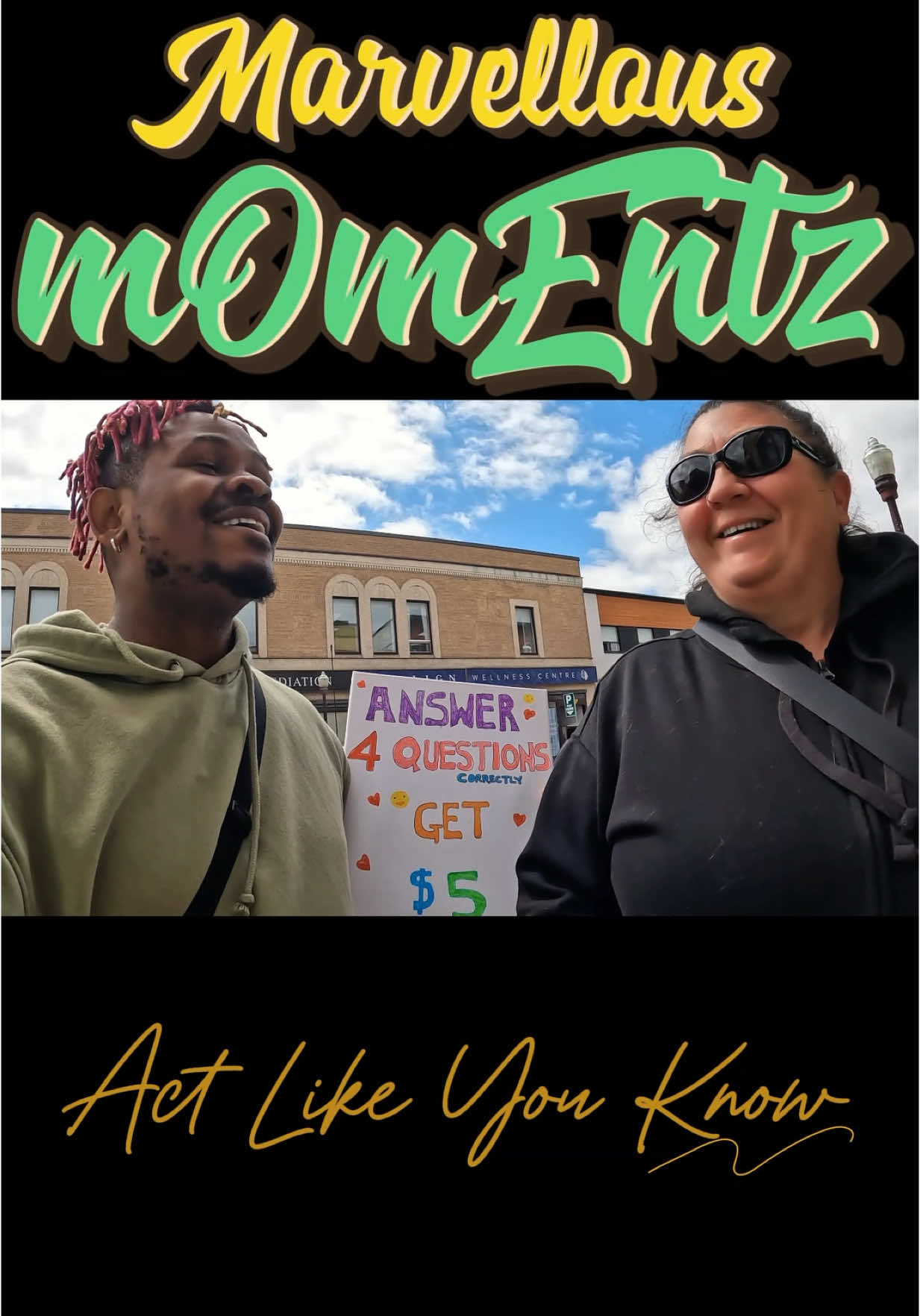 Guess Her Score! Answer 4 Questions Get 5$ Catch the vibe and moments as Marvellous aka Fikky Baddman tours the streets of your neighborhood with a mouthful of random questions #StreetInterviews #CrazyReactions #Pranks #LifeInCanada #UrbanCulture #Citylife #Tourist #FunnyVideos  #SocialExperiments #ExploreCanada