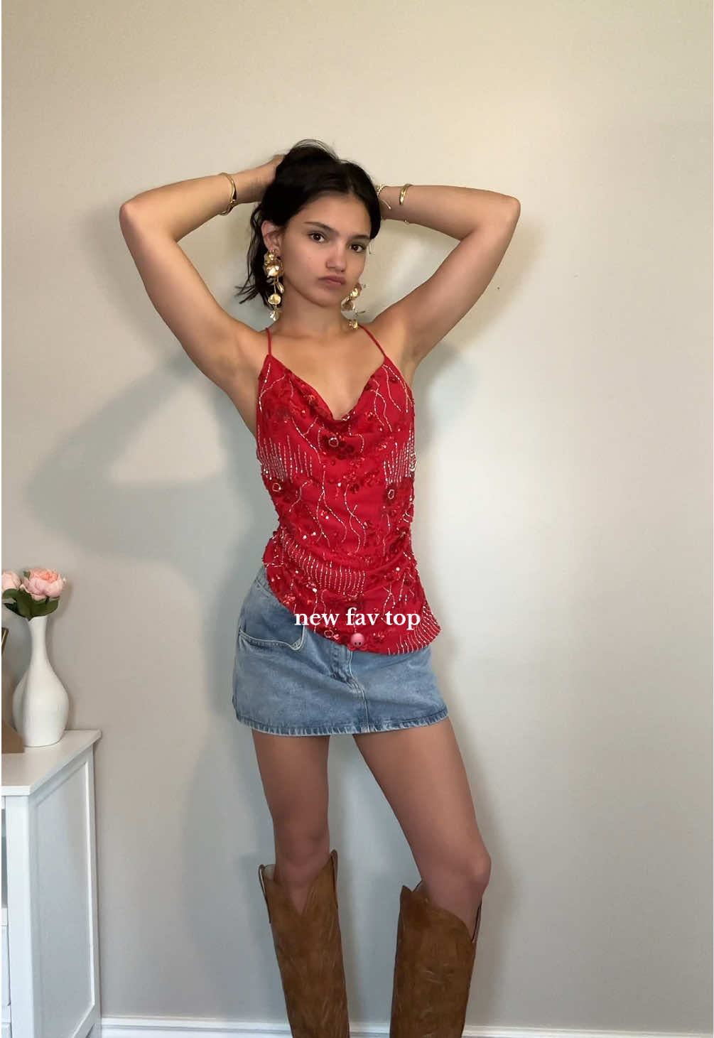 wearing this everywhere 🐙 #sparklytops #backlesstops #beadedtops #vintagetops #vacationoutfits #vacationoutfitinspo 