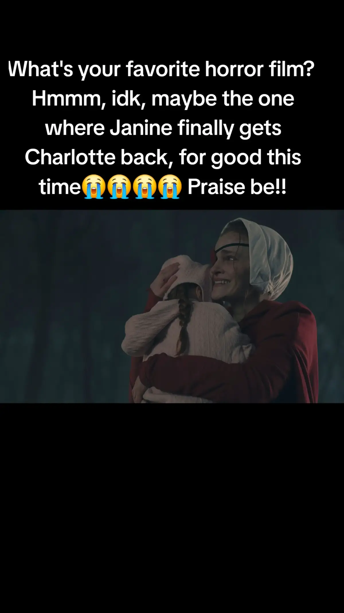 I have been sobbing uncontrollably because of the last 2 episodes of handmaids tale😭😭😭 It feels good to see the handmaids winning! #spoilers⚠️ #handmaidstale #handmaidstaleseason6 #handmaidstalehulu #handmaidstaletiktok #janine #charlotte #huluseries #hulu #hulu 
