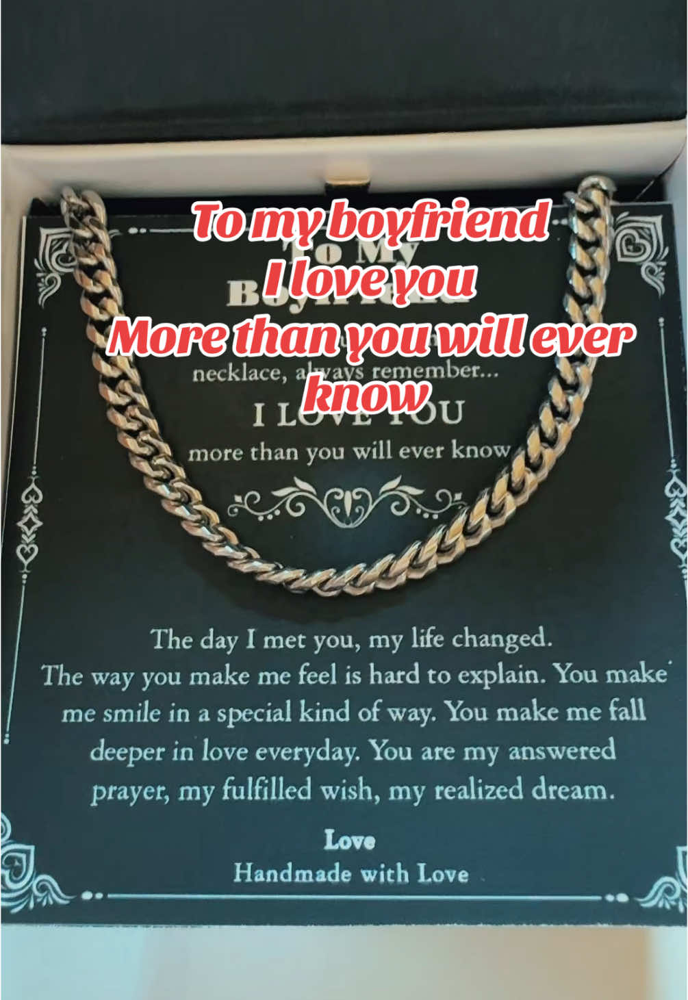 To my boy friend, I love you more than you will ever know,thank you for being my love #giftideas #necklace #lover #boyfriendgifts #fashion #boyfriend #realationship #happy 