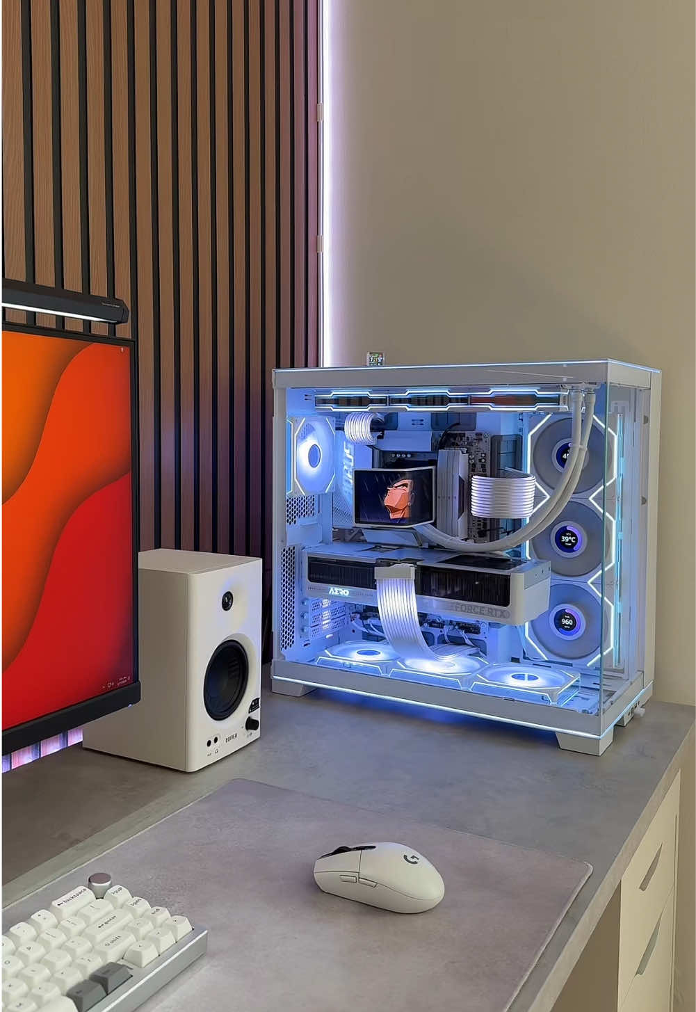 my pc / gaming room update 🤍 thank you guys for 8k followers!! #pc #pcbuild #gaming #gamingroom #whitepc #pcfans #desksetup #Tech #techtok #desk #creatorsearchinsights 