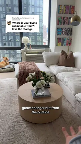 Replying to @carlymayyyyyyy the most asked about thing in my apartment and for a good reason🫡 it’s the Orbit Storage Coffee Table from @Sundays Furniture! 
