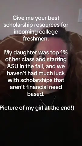 So - merit based Scholarships - she got a partial scholarship that helps, but still falls pretty short. Yes she’s been saving and yes she works - but she will be majoring in music and doing marching band, so time and schedule are limited. My husband and I both work, and we don’t meet any grant thresholds - tell me your best sources for funding because … college is expensive. #teacherlife #momlife #teachingmrsh #arizonastateuniversity 