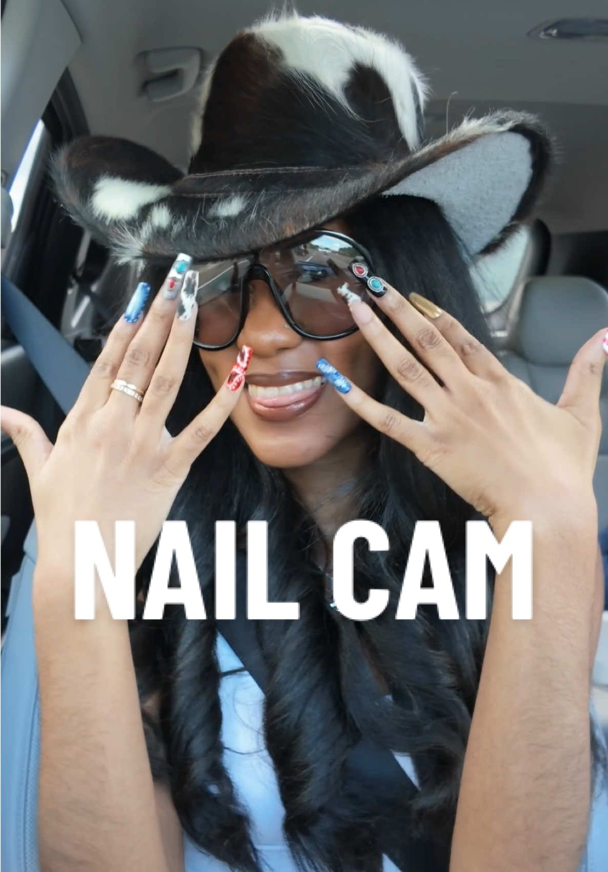 Replying to @pinkcloudz Cowboy Carter inspired nails by @Gourmae Studios 💅🏾