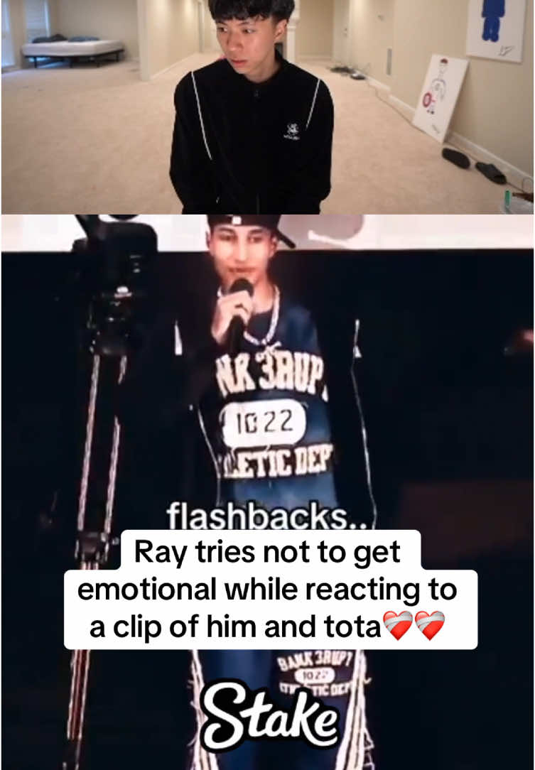 Ray tries not to get emotional while reacting to a clip of him and tota #rayasianboy #tota 