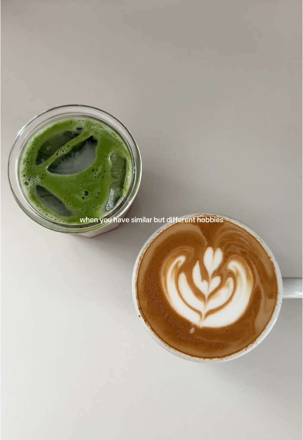 matcha girl 🍵 meets coffee boy ☕️ #coupletok #couplethings #matcha #matchalatte #coffee #latte 