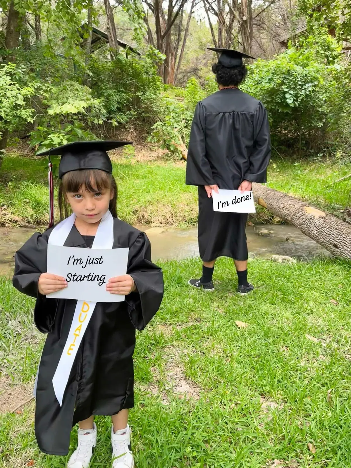 Graduation photos kindergarten and high school  This was from last year ❤️ but I’m still loving them 