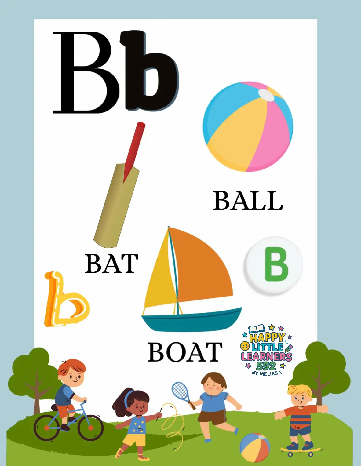 ⛵️✨ B is for Boat✨⛵️ 🏀 🌟 B is for Ball! 🌟 🏀  🏏 🌟 B is for Bat 🌟 🏏 Can you find something else that starts with B? 📕👀 Share your answer in the comments!  #LetterB #AlphabetFun #ToddlerLearning #HappyLittleLearners #PreschoolPlay #ABCAdventure