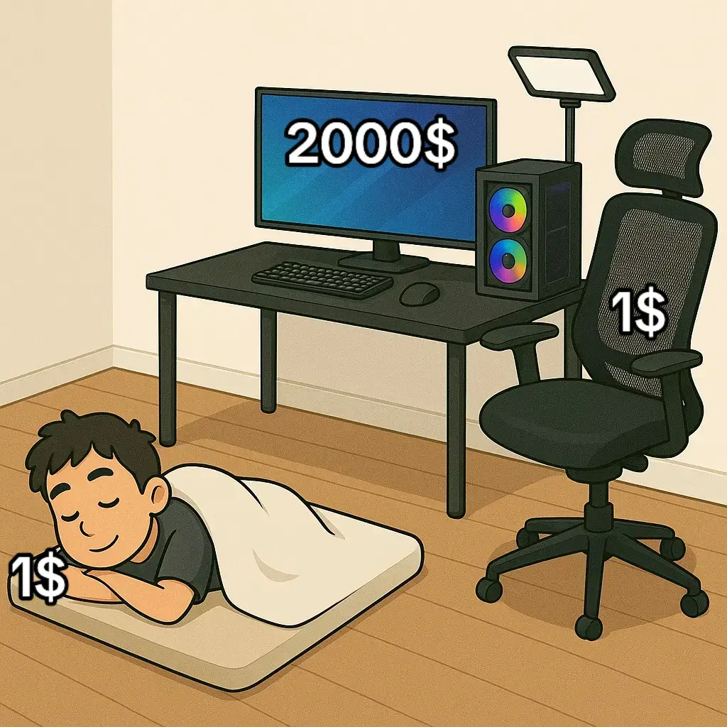 La cama es muy cómoda #setup #gamer 