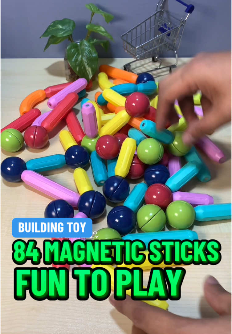 Building Toy 84 Magnetic Sticks Blocks fun to play for your kids #toy #kids #play #buildingblocks #gift #todd 