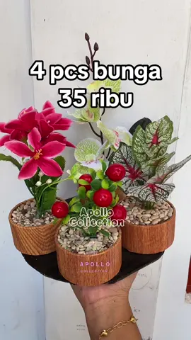 Paket bunga 4 pcs, 35 ribu saja .. sudah lengkap dengan potnya #bungahias #paket4pcs #35ribudapat4 