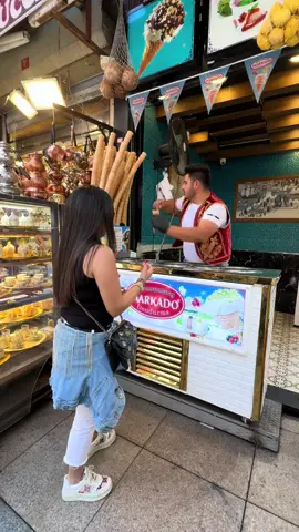 Turkish ice cream in Istanbul. 🇹🇷🍦#turkey #istanbul #icecream 