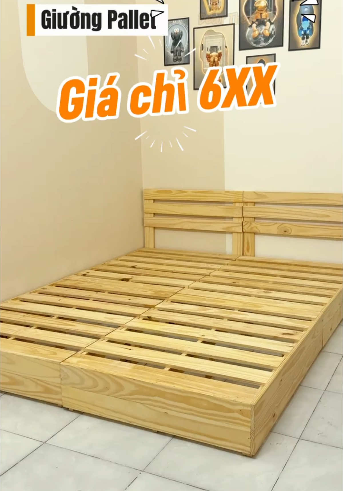Giường pallet gỗ thông từ 6xx nè anh chị#giườngxếpgấpgọn #giườngcao20cm #giường_pallet #decor #giươngbalet #giươngxếpgấpgọn #decorthesun 
