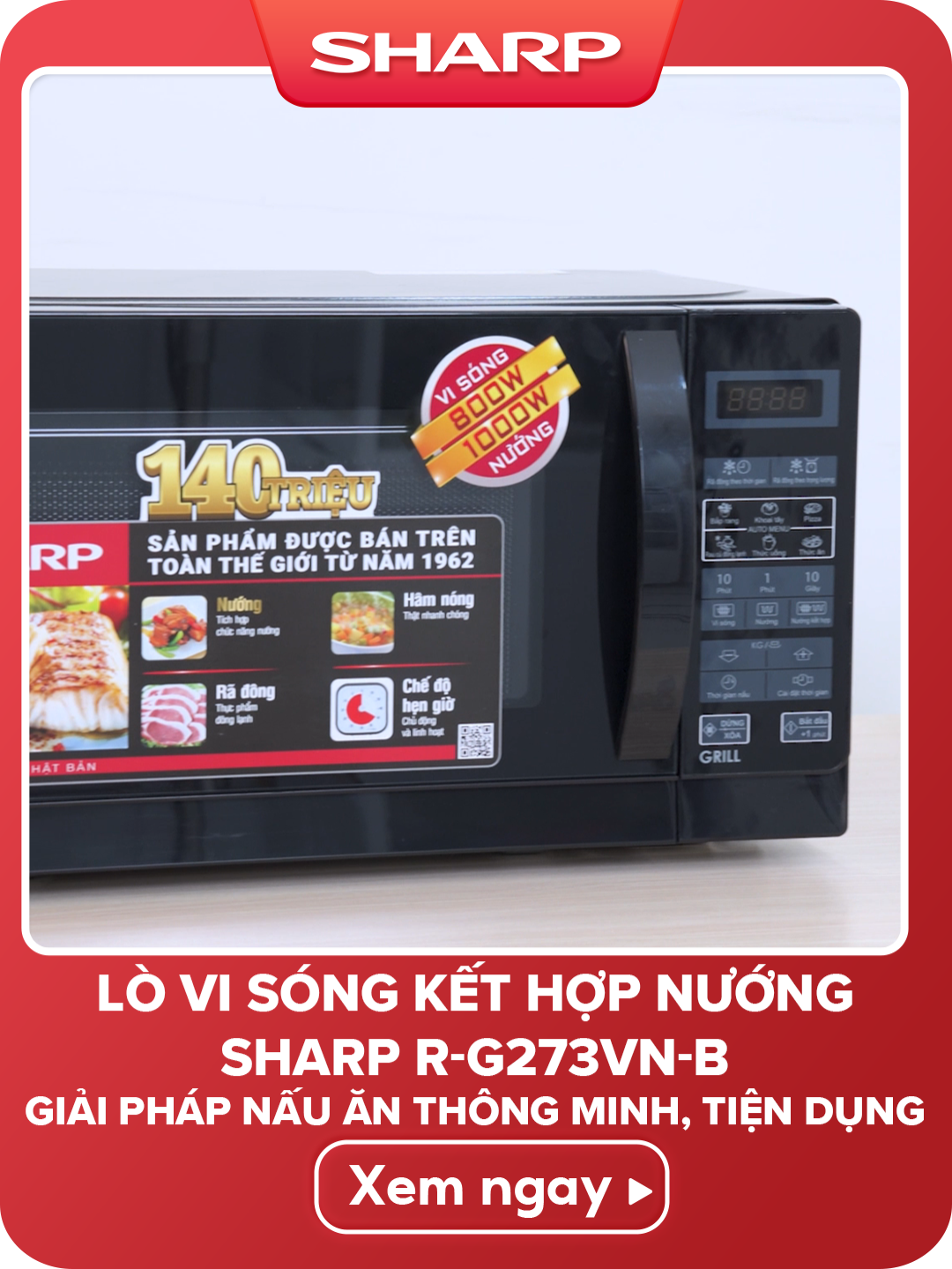 🍽️ Lò vi sóng kết hợp nướng Sharp R-G273VN-B – Giải pháp nấu ăn tiện dụng! 🔥 Công suất vi sóng 800W + nướng 1000W 🍗 8 chế độ nấu, 11 mức công suất 🛡️ Khoá trẻ em, bảng điều khiển tiếng Việt ✨ Bếp gọn gàng – món ngon mỗi ngày! #Sharp #LoViSongKetHopNuong #BepThongMinh #DoBepTikTok #ReviewNhaBep