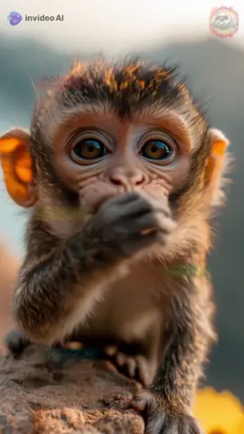 A kiss for you ♥️🐵 have a nice day #cute #happy #Monkey #animals #invideoai 