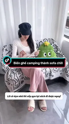 Biến ghế camping thành sofa chill trong một nốt nhạc 😌 #DecorNhàCửa #GhếCamping #SofaMini #TipsTrangTrí #GenZReview #decor #tip 