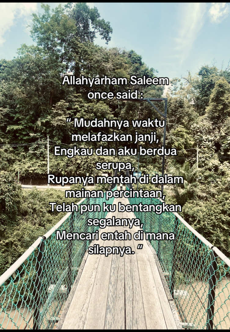 Al-Fatihah buat Allahyarham Saleem. Suara dan lagu-lagunya akan kekal hidup dalam jiwa kami.” “Bukan ku tak sudi… tapi takdir dah tulis jalan kita.” ❤️ #saleemiklim #alfatihahsaleem #lagendarock #bukankutaksudi #lagujiwang #kenanganlagulama #allahyarhamsaleem 