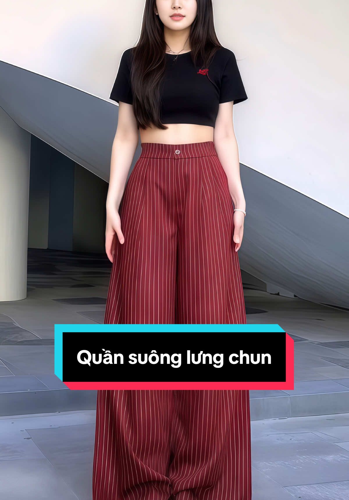 Quần suông ống rộng lưng chun, sọc dọc tôn dáng, chất liệu gold hàn mát mềm, thoải mái #quansuonghanquoc #quansuongnuxinh #outfithe #quânsuongcapcao #lala #lalacloset2 #lalacloset 