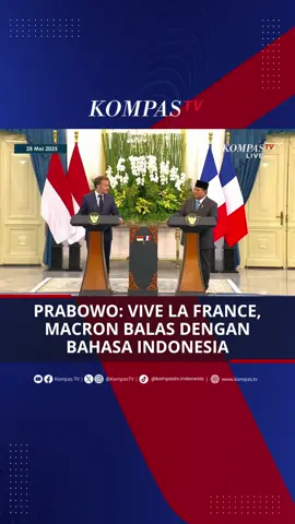 Presiden Prabowo Subianto melakukan pertemuan bilateral dengan Presiden Prancis, Emmanuel Macron di Istana Merdeka Jakarta, Rabu (28/5/2025). Prabowo mengapresiasi kedatangan Macron ke Indonesia yang menandakan hubungan dekat antara kedua negara. #TikTokBerita