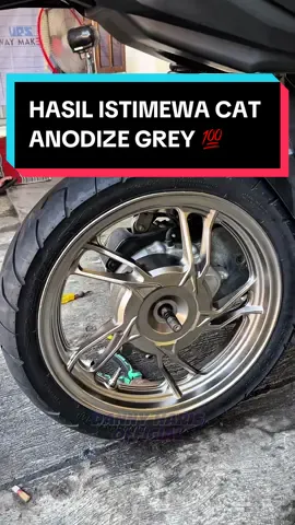 Cat velg menggunakan sapporo ultimate anodize grey 💯 #sapporoultimate #sapporoanodizegrey #anodizegrey #catvelgmotor #repaintvelg @Sapporo Ultimate 