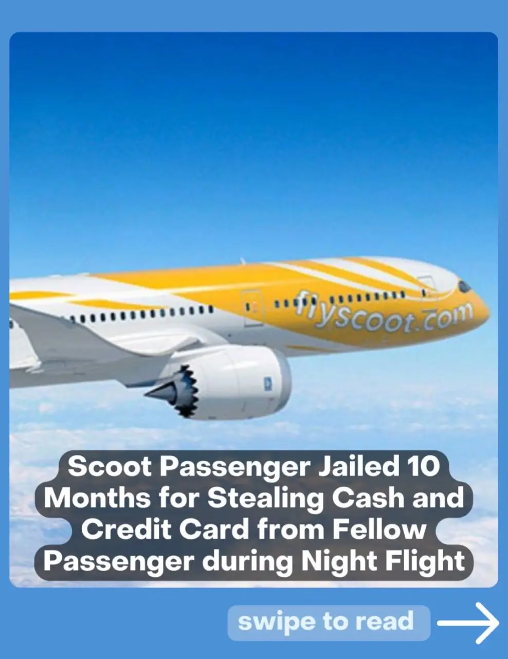 51-year-old Chinese national Zhang Kun received a 10-month prison sentence on 28 May 2025 for stealing from a fellow passenger during a Scoot flight. He pleaded guilty to theft after taking S$200, RM100 (approximately S$30), and a credit card from another passenger's backpack on flight TR465 from Kuala Lumpur to Singapore on 16 March 2025. Zhang sat three rows behind his victim and struck when the passenger left his seat to celebrate a friend's birthday at the back of the aircraft. Zhang accessed the overhead compartment above the victim's seat and took the haversack to his own seat. He removed cash and the credit card from the wallet before returning the haversack to its original position. A passenger seated next to Zhang witnessed the entire theft unfold during the night flight. This witness would later prove crucial in exposing Zhang's criminal activity. After landing at Changi Airport Terminal 1, the observant passenger alerted the victim and suggested he check his backpack. The victim discovered that he had missing items and confronted Zhang directly. His companion filed a police report around midnight whilst the victim immediately cancelled his credit card. Zhang made multiple trips to the toilet between the confrontation and police arrival, suggesting he may have disposed of evidence. Police arrested Zhang the following morning but could not recover the stolen valuables. Zhang initially denied the theft and challenged prosecutors to provide proof of his actions. Investigations revealed Zhang had accomplices on the same flight, with all suspects scheduled for a two-hour layover in Singapore before continuing to Hong Kong. The maximum penalty for theft carries three years' imprisonment, a fine, or both. The vigilant passenger, Mr K Visvanathan, received the police's Public Spiritedness Award in March 2025 for his crucial role in the case. Assistant Commissioner of Police M Malathi praised his actions, stating his vigilance enabled swift detection of the crime. She noted such crimes are often challenging to uncover due to their transient nature. Airport authorities highlighted how passenger vigilance can significantly assist law enforcement in detecting in-flight crimes. The case demonstrates the importance of community awareness in preventing and solving crimes that occur in confined spaces like aircraft. Zhang's conviction serves as a warning to potential criminals that theft on flights will be prosecuted to the full extent of the law. #scoot #theft #jail #tiktoksg #fyp 