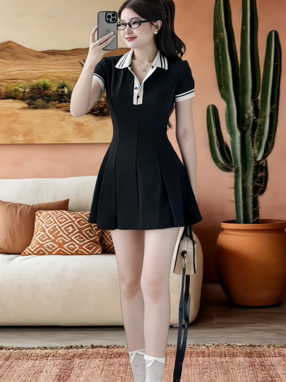 VÁY CỔ POLO VIỀN TAY NGẮN DÁNG XOÈ XẾP LY FORM CÓ BIGSIZE #xuhuong #xuhướng #tiktokshop #treading #tiepthilienket #thoitrangnu #vayxinh #vayngan #vaydangxoe #vayxeply 