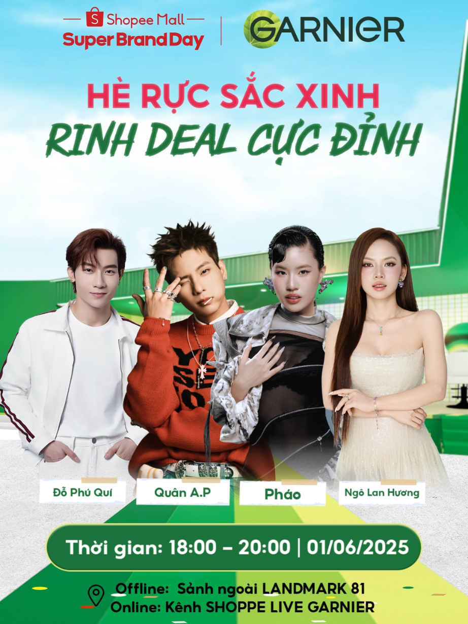 HÈ RỰC SẮC XINH - RINH DEAL CỰC ĐỈNH 🍊 DUY NHẤT 31/05 - 01/06   200 phần quà 🎁 Giảm đến 30% Freeship mọi đơn hàng ✨️   Cùng biến hình đón hè cùng Garnier và các thương hiệu thời trang tại sân trung tâm thương mại Landmark 81. Đừng quên mua tại sàn cam để nhận được nhiều ưu đãi nhé 💚 THAM GIA NGAY‼️ #garnier_vn #garnier 