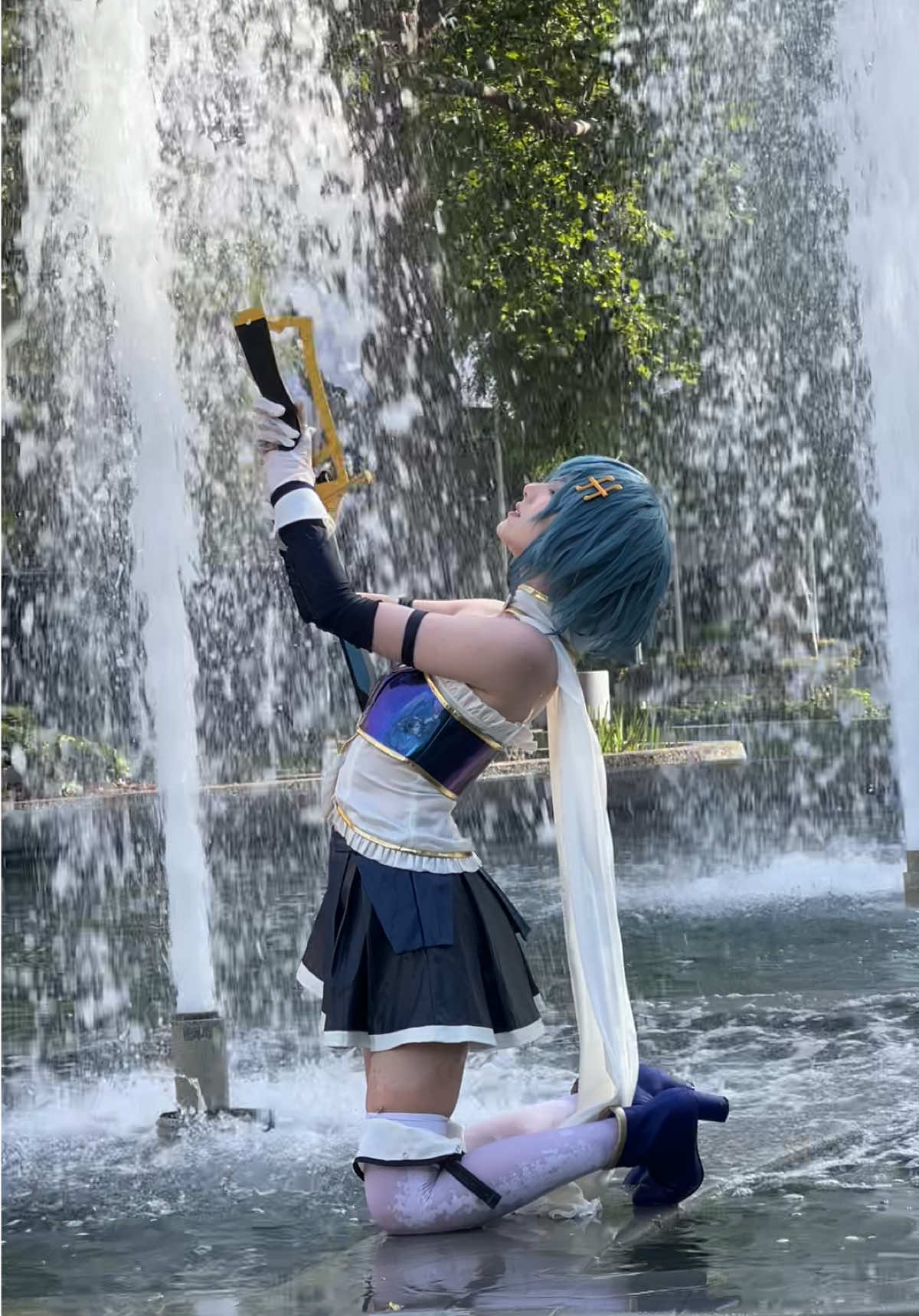 bts from my recent shoot during fanime weekend @Ruri as Sayaka #pmmm #madokamagica #sayakamiki #cosplay 