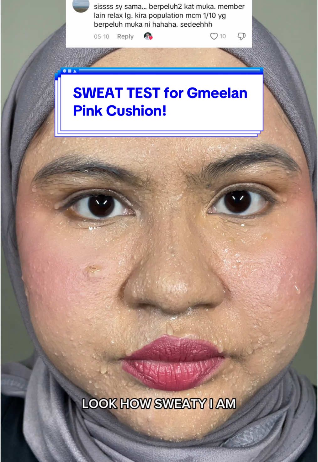 The shade isn’t the right match but the performance is definitely 💯💯💯💯💯💯 tested it out indoor, on the treadmill without the fan just to stimulate extreme sweaty situations. Tbh for me, just pouring water on is not the same as producing sweat. Look the miles that I go just to test out for my beloved #sweatiescommunity  What do you think of this?  #beautyhacks #beautyguru #makeuphacks #makeuptutorial #sweatyskin #texturedskin #cushion#cushionviral #cushioncore #cushionreview #2in1cushion#highcoverage #acne #Gmeelan #Gmeelanmy #Gmeelancushionpowder2in1