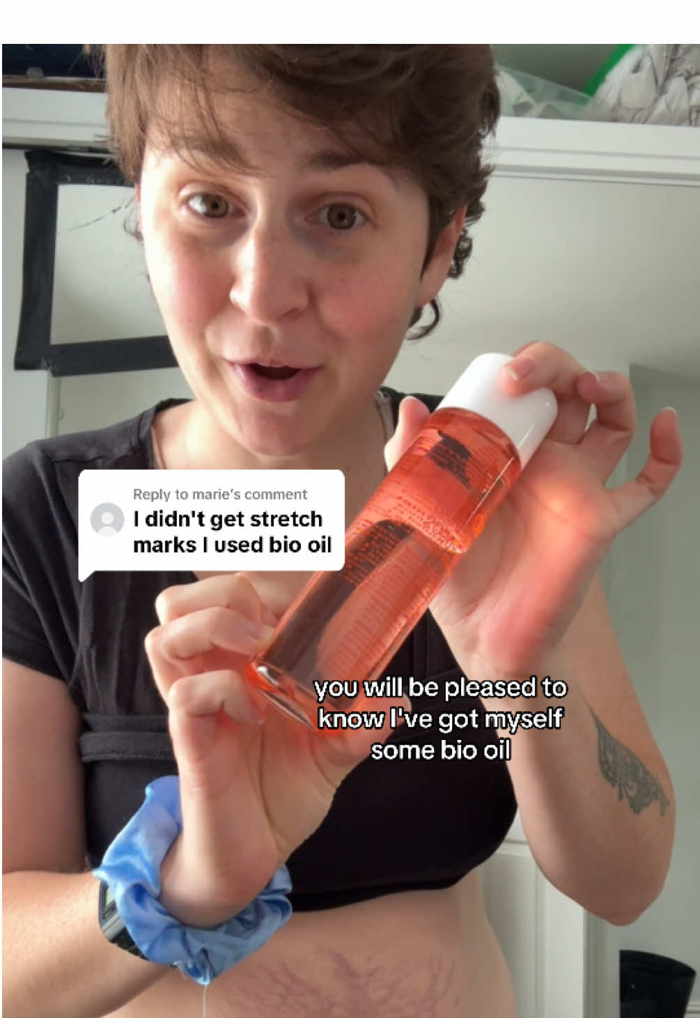 Replying to @marie day 1 of using bio oil, let’s see what happens! #stretchmarks #biooil #postpartumbody 