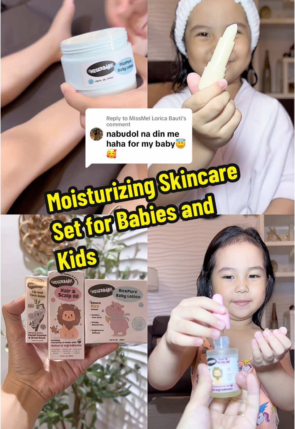 Replying to @MissMel Lorica Bauti  This is my top 3 moisturizing and skincare products na super effective sa baby ko.  #babyskincare #moisturizing #skincareset #babylotion #softandsmooth #healthyskin #hegerbaby 