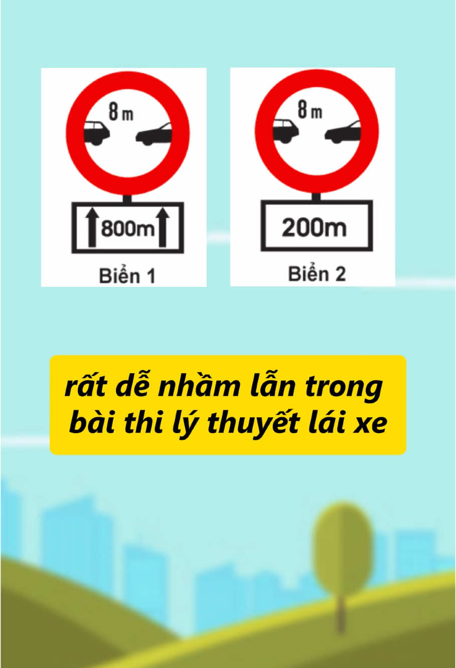 Cặp 2 biển phụ dễ bị nhầm lẫn trong bài thi lí thuyết lái xe. Anh chị lưu ý nha  #600caulythuyetlaixe #huongdanlaixe #hoclaixecungngocmai #xuhuong 